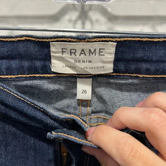 Frame Women Le Skinny de Jeanne Dark Wash Indigo Denim Jeans Size 26 - Picture 4 of 11